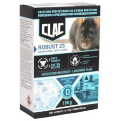 CLAC Robust 25 – Powerful blue pasta bait with brodifacoum – long-term rat infestation – 15×10g